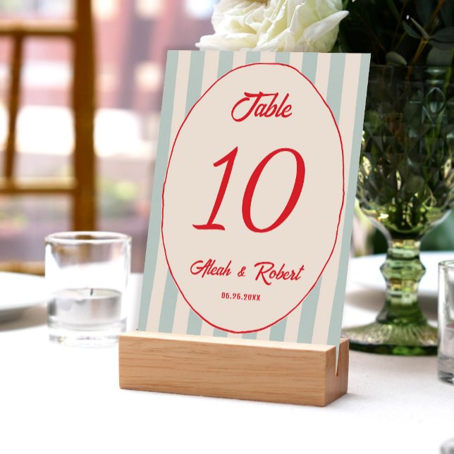 Numeração De Mesa Número de Mesa de Casamento Retro Escrita Vermelha (Criador carregado)