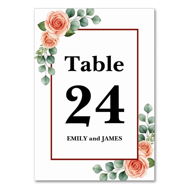 Numeração De Mesa Número de Mesa de Casamento Rosa Bege Borgonha (Frente)