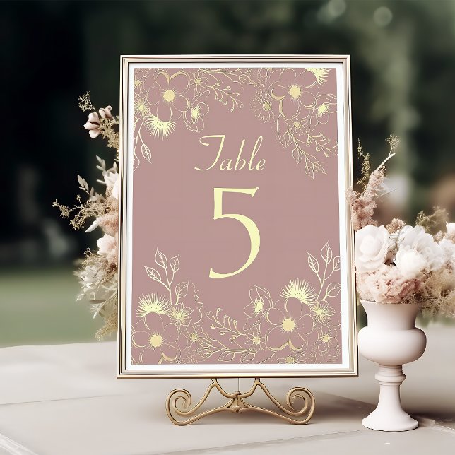Numeração De Mesa Número de Mesa de Casamento Rosa Poeirento Elegant (Criador carregado)