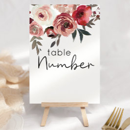 Numeração De Mesa Número de Mesa de Casamento Rosas Florais Rubor Ve