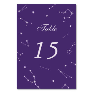 Numeração De Mesa Número de Mesa de Casamento Roxo Constelação Elega