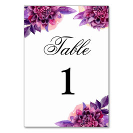 Numeração De Mesa Número de mesa de casamento roxo. Floral aquarela