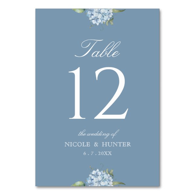 Numeração De Mesa Número de Mesa de Casamento Simples em Azul Poeire (Frente)