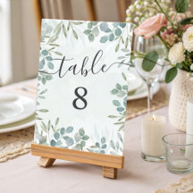 Número de Mesa de Casamento Verde Eucalipto Salvia