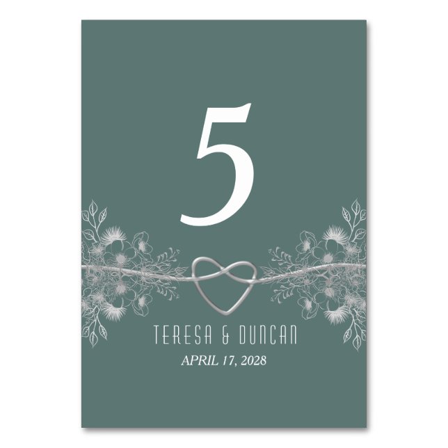 Numeração De Mesa Número de Mesa de Casamento Verde Salvia (Frente)