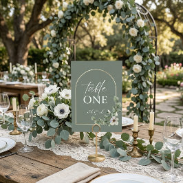 Numeração De Mesa Número de Mesa de Casamento Verde Salvia Simples e