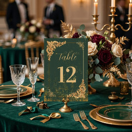 Numeração De Mesa Número de Mesa de Casamento Vintage Dourado Verde