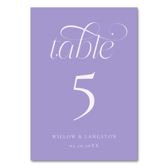 Numeração De Mesa Número de Mesa de Casamento Violeta Elegante (Frente)
