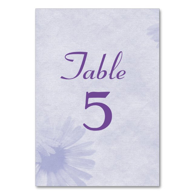 Numeração De Mesa Número de Mesa de Margarida Lavanda Suave (Frente)