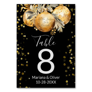 Numeração De Mesa Número de Mesa de Natal Casamento Preto Dourado