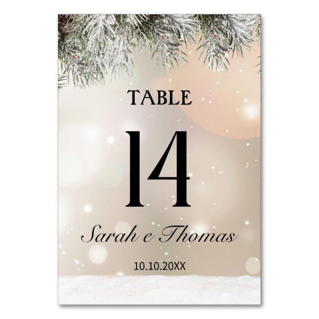 Numeração De Mesa Número de mesa de Natal elegante e nevado (Frente)