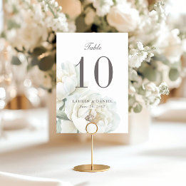Numeração De Mesa Número de Mesa de Noiva com Peônias Brancas Elegan