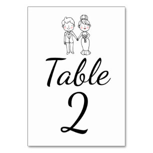 Numeração De Mesa Número de Mesa de Noiva e Noivo de Desenho Animado