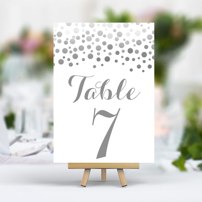 Numeração De Mesa Número de Mesa Elegante Confete Prateado Casamento (Criador carregado)