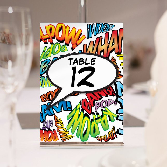 Numeração De Mesa Número de Mesa em Arte Pop de Quadrinhos Divertida (Fun Comic Book Pop Art Table Number)