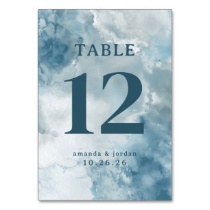 Numeração De Mesa Número de Mesa em Azul Elegante Aquarela