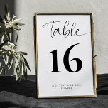 Numeração De Mesa Número de Mesa em Letra de Forma Preta e Branca Mi<br><div class="desc">Termine a decoração do seu evento privado ou empresarial com este elegante sinal de número de mesa em caligrafia. Este cartão de números de mesa simples preto e branco apresenta um número grande no meio e uma fonte de letra elegante no topo, ótimo para usar no evento da sua empresa,...</div>