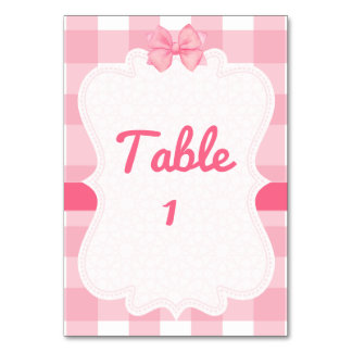 Numeração De Mesa Número de mesa em xadrez rosa com laço