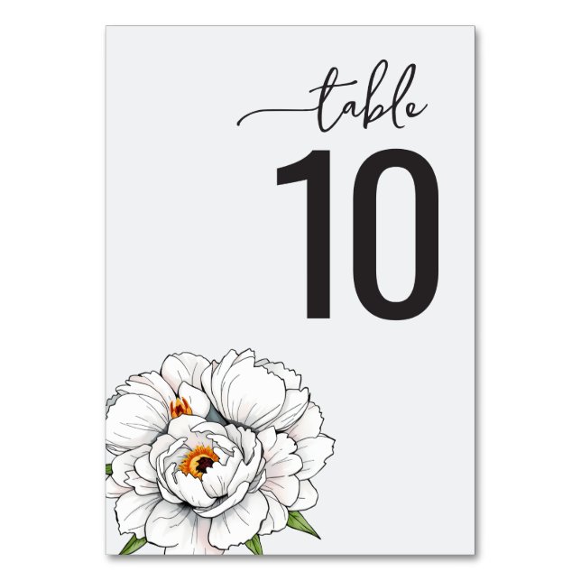 Numeração De Mesa Número de Mesa Floral Branco Elegante (Frente)