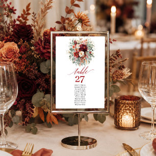 Numeração De Mesa Número de mesa Floral Dourado Burgundy Clássico Ve
