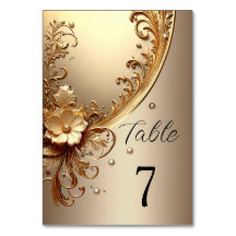 Número de Mesa Floral Dourado Ornamentado