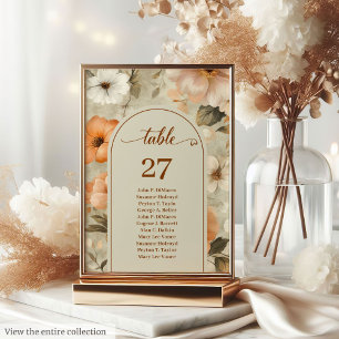 Numeração De Mesa Número de Mesa Floral Luxo Boho Enferrujado Marfim