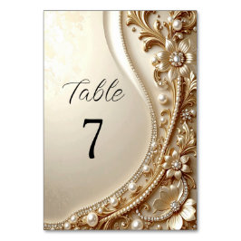 Numeração De Mesa Número de Mesa Floral Ornamentado Dourado Elegante
