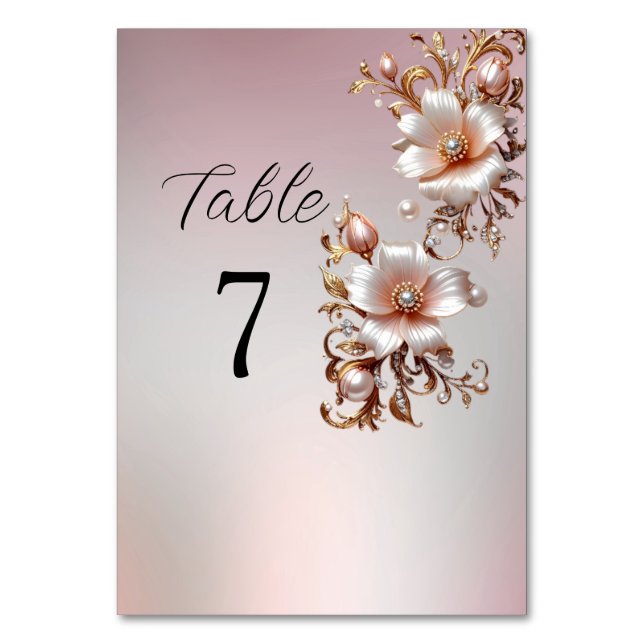 Numeração De Mesa Número de Mesa Floral Rosa Decorativo (Frente)