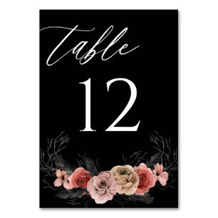 Numeração De Mesa Número de Mesa Floral Rosa e Preto de Halloween -