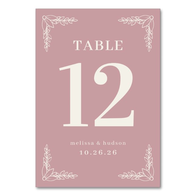 Numeração De Mesa Número de Mesa Floral Rosa Elegante (Frente)