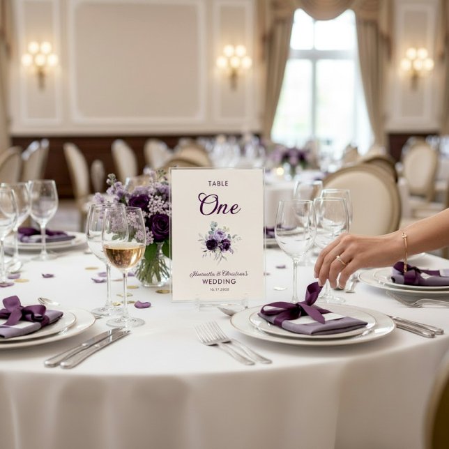Numeração De Mesa Número de Mesa Floral Roxo e Lavanda (Criador carregado)