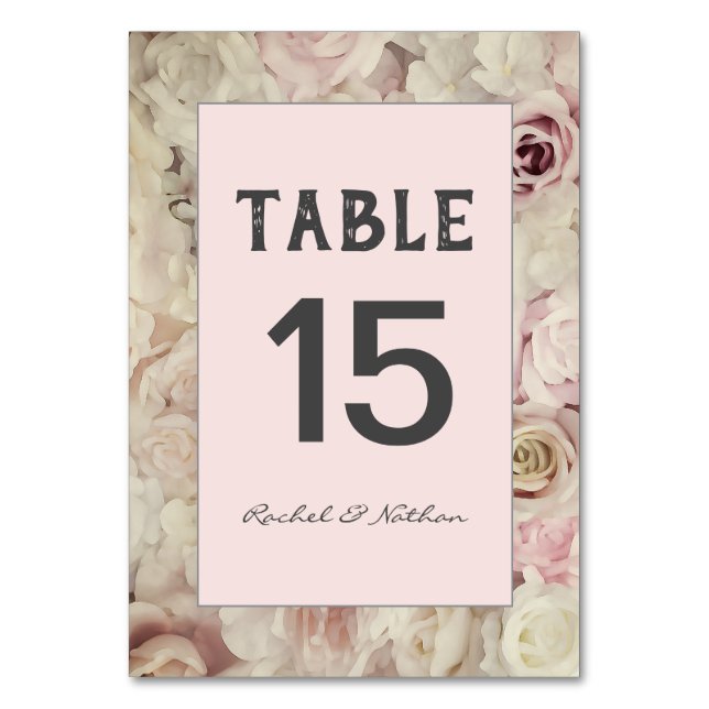 Numeração De Mesa Número de Mesa Floral Vintage Leito de Rosas (Frente)