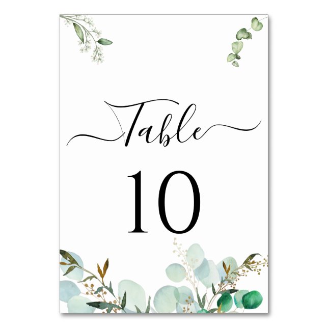 Numeração De Mesa Número de Mesa Foto Script Elegante com Folhagem (Verso)