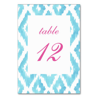 Numeração De Mesa Número de Mesa Ikat Azul Turquesa