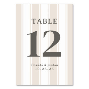 Numeração De Mesa Número de Mesa Listrado Bege Elegante