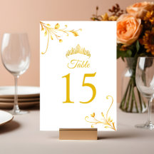 Número de Mesa Minimalista Dourado Moderno