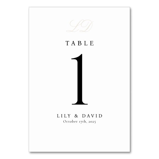 Numeração De Mesa Número de Mesa Monograma Moderno (Frente)