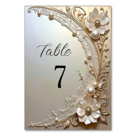 Numeração De Mesa Número de Mesa Pérolas Flores Brancas Modernas