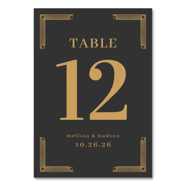 Numeração De Mesa Número de Mesa Preto Elegante Dourado (Frente)