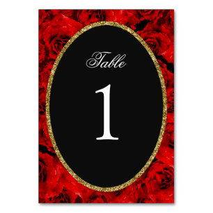 Numeração De Mesa Número de Mesa Preto Quinceanera Rosas Vermelhas E