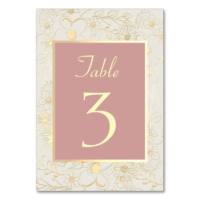Numeração De Mesa Número de Mesa Rosa Poeirento Elegante (Frente)