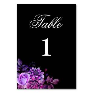 Numeração De Mesa Número de mesa roxo. Casamento preto. Floral gótic