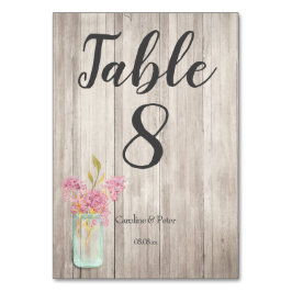 Numeração De Mesa Número de Mesa Rústico Casamento Jar Floral Rosa