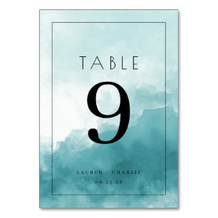 Numeração De Mesa Número de Mesa Sereno em Aquarela Azul