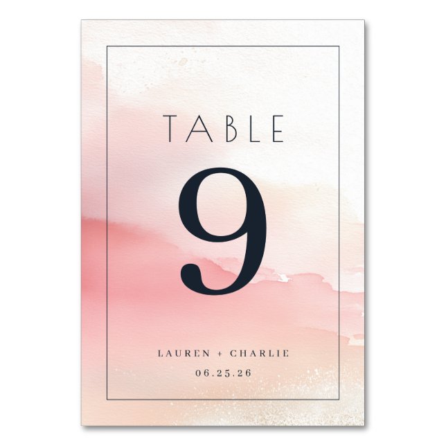 Numeração De Mesa Número de Mesa Sereno Rosa em Aquarela (Frente)