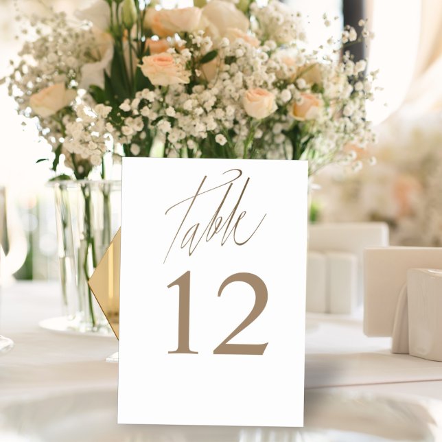 Numeração De Mesa Número de Mesa Simples Dourado e Branco (Criador carregado)