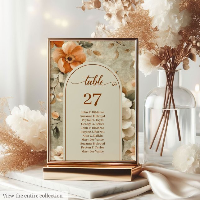 Numeração De Mesa Número de Mesa Terracota Bege Oliva Luxuoso Boho (Luxurious Boho Terracotta Beige Olive Table Number)