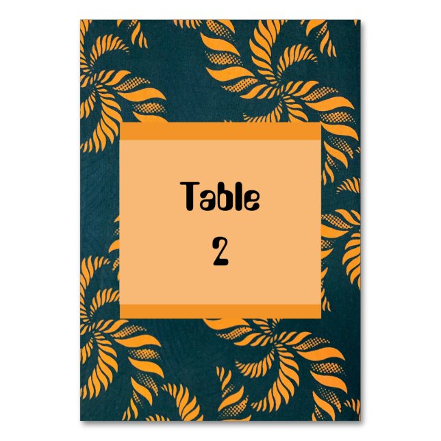 Numeração De Mesa Número de Mesa Verde e Laranja Ankara (Frente)
