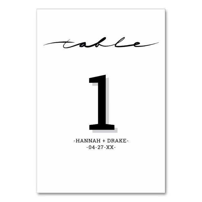 Numeração De Mesa Número de Tabela com Letra de Mão Chic (Frente)