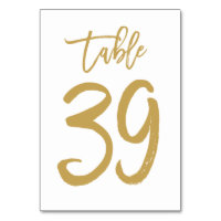 Número de Tabela com Letra de Mão Chic Dourado | M